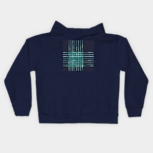 Teal and Inky Blue Organic Watercolour Plaid Kids Hoodie